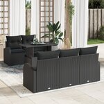 vidaXL Ensemble de Canapés de Jardin 6 Pièces avec Coussins Noir Rattan Poly