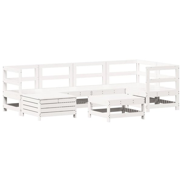vidaXL Salon de jardin 7 Pièces blanc bois de pin massif