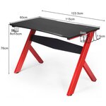 Bureau gamer pour e-sport avec porte-gobelet tapis de souris support pour ecouteurs en fibre de carbone et cadre en acier 20_0002084