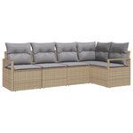 Ensemble de canapé de jardin 5 pièces avec coussins Beige Rotin
