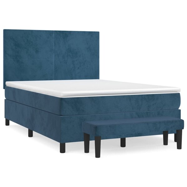 vidaXL Sommier à lattes de lit et matelas Bleu foncé 140x200cm Velours