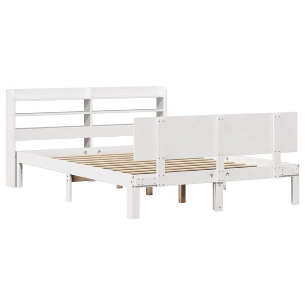 vidaXL Cadre de lit avec tête de lit blanc 140x200 cm bois pin massif