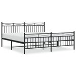 vidaXL Cadre de lit métal avec tête de lit/pied de lit noir 183x213 cm