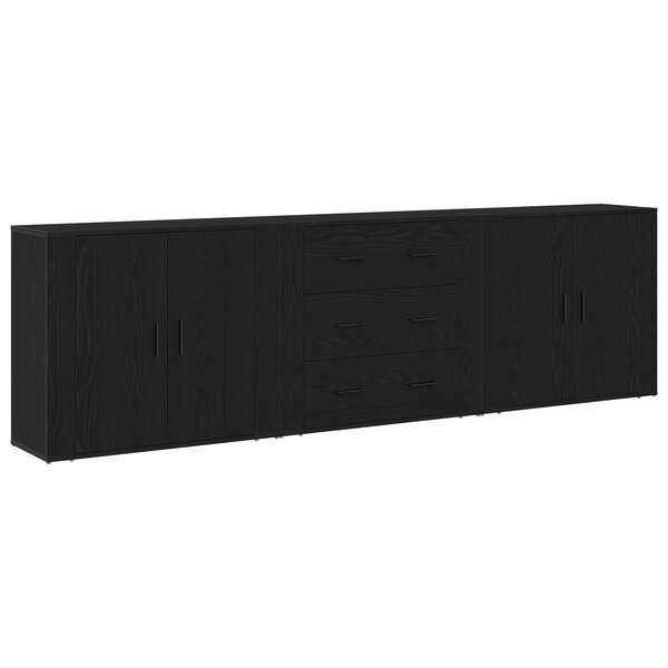 vidaXL Buffets 3 Pièces Chêne Noir Bois d'ingénierie