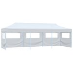 vidaXL Tente de réception escamotable pliable avec 5 parois 3x9m Blanc