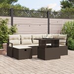 Canapé de jardin 7 pièces avec coussins Marron Poly Rattan