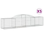 vidaXL Paniers à gabions arqués 5 Pièces 300x50x60/80 cm fer galvanisé