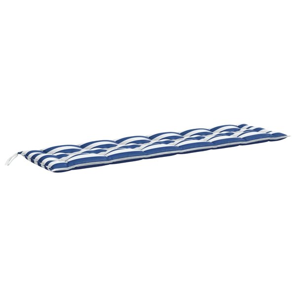 vidaXL Coussin de banc de jardin rayures bleues et blanches 200x50x7cm