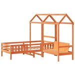 vidaXL Ensemble de lit et de banc avec toit 100x200 cm bois pin massif