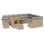 Ensemble de Canapés de Jardin 12 pièces avec Coussins Beige Rattan Synthétique Acacia