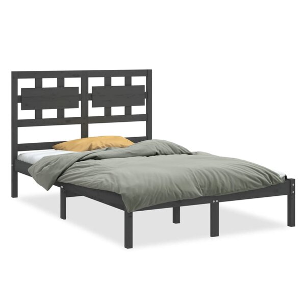vidaXL Cadre de lit sans matelas gris 150x200 cm bois massif