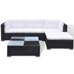Salon de jardin meuble d'extérieur ensemble de mobilier 5 pièces avec coussins résine tressée noir 02_0016495