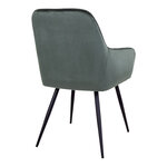 Chaise de salle à manger à accoudoirs en velours vert avec pieds noirs