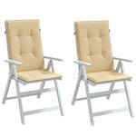 vidaXL Coussins de chaise à dossier haut lot de 2 beige mélangé tissu