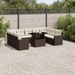 vidaXL Salon de jardin 10 Pièces avec coussins marron résine tressée