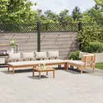 Ensemble de salle à manger de jardin 5 pièces vidaXL avec coussins en bois massif Teck