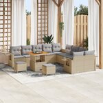 Ensemble de canapé de jardin de 13 pièces vidaXL avec coussins en poly rotin beige