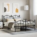 vidaXL Cadre de lit métal sans matelas avec pied de lit noir 140x200cm