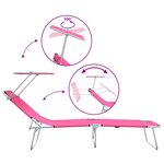 vidaXL Chaises Longues Pliantes 2 Pièces avec Auvent Rose Tissu Oxford 600D