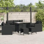 vidaXL Salon de jardin 6 Pièces avec coussins noir résine tressée