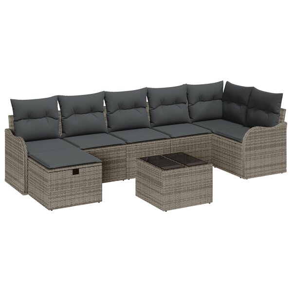 vidaXL Ensemble de canapé de jardin 8 pièces avec coussins gris en rattan synthétique