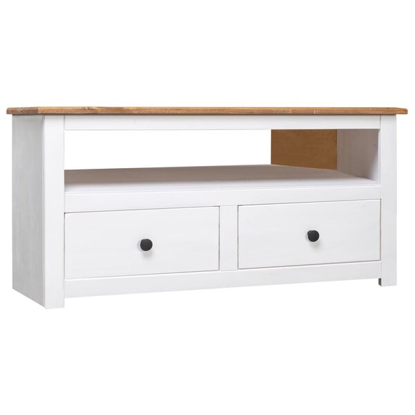 vidaXL Meuble TV d'angle Blanc 93x49x49 cm Pin Assortiment Panama