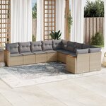 vidaXL Salon de jardin et coussins 10 Pièces mélange beige résine tressée