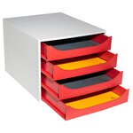 Module De Classement Ecobox Office 4 Tiroirs - Rouge - Exacompta