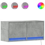 vidaXL Meuble TV mural avec lumières LED gris béton 80x31x35 cm