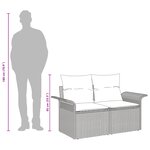 vidaXL Canapé de jardin 2 places avec coussins en poly rotin noir