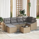 vidaXL Ensemble de Canapés de Jardin 7 pièces avec Coussins Noir en Rattan Poly