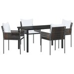 vidaXL Ensemble de 5 pièces de jardin marron avec coussins en poly rattan