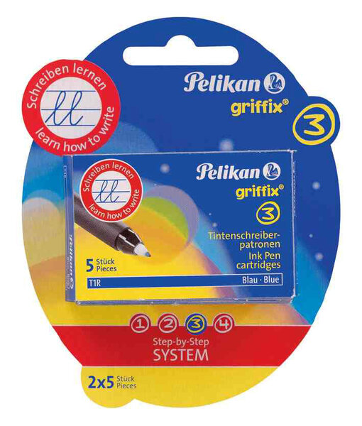 Blister de 2 Etuis de 5 cartouches d'encre 'griffix' pour Roller Bleu PELIKAN