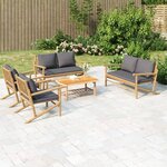 vidaXL Salon de jardin 5 Pièces avec coussins gris foncé bambou