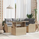 Ensemble de canapés de jardin de 5 pièces avec coussins en poly rotin beige