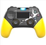 Ovegna p01: manette de jeux sans fil pour playstation 4 android et pc  gamepad  bluetooth  double vibration  batterie lithium rechargeable 1000mah  haut-parleur prise jack (yellow)