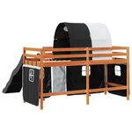 vidaXL Lit mezzanine enfants et tunnel blanc/noir 90x200 cm pin massif