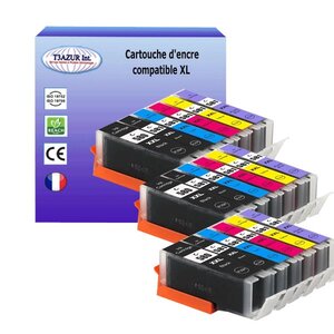 18 Cartouches compatibles avec Canon Pixma TS8241, TS8242, TS8250, TS8251, TS8252, TS8300, TS8350 remplace Canon PGI-580, CLI-581 XL - T3AZUR