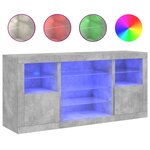 vidaXL Buffet avec lumières LED gris béton 142 5x37x67 cm