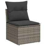 vidaXL Salon de jardin 8 Pièces avec coussins gris résine tressée