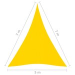 vidaXL Voile de parasol Tissu Oxford triangulaire 5x7x7 m Jaune