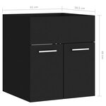 vidaXL Armoire d'évier avec lavabo intégré Noir Aggloméré