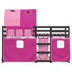 vidaXL Lit superposé avec rideaux rose 90x200 cm bois pin massif
