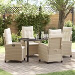 vidaXL Ensemble de salle à manger de jardin 5 pièces avec coussins Beige Rattan Synthétique