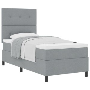 vidaXL Lit Box Spring avec Matelas Gris Clair 100x200 cm Tissu