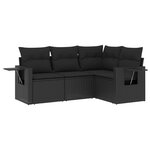 vidaXL Salon de jardin 4 Pièces avec coussins noir résine tressée