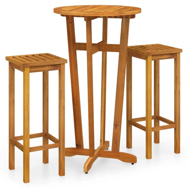 vidaXL Ensemble de bar de jardin 3 Pièces bois d'acacia solide