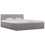 vidaXL Cadre de lit à stockage hydraulique Taupe Tissu 140x200 cm