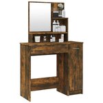 vidaXL Coiffeuse avec miroir Chêne fumé 86 5x35x136 cm