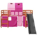 vidaXL Lit mezzanine enfants avec tunnel rose 90x190cm bois pin massif
